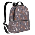 thumbnail image 2 of Lsque Snowflake Fox Pattern Backpack – School Travel Canvas Daypack with Ergonomic Padded Straps, Multiple Compartments & Leather Handle, 2 of 5