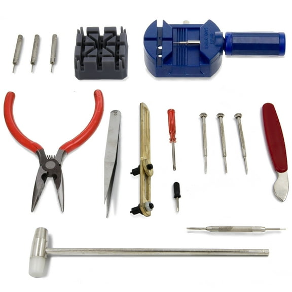 MMOBIEL 16 PCS Watchmaker Jewelry Repair Tool Kit Incl. Band Pin Link Remover. Back Case Opener