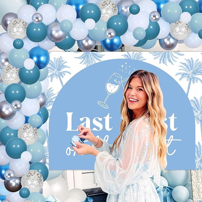 Last Toast on the Coast Bachelorette Party Decorations Coastal Backdrop Blue Balloon Garland Arch Kit for Women Nautical Beach Bach Bachelorette Bridal Shower Wedding Party Supplies