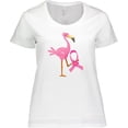 thumbnail image 3 of Inktastic Breast Cancer Pink Ribbon Flamingo Women's Plus Size T-Shirt, 3 of 5