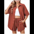 thumbnail image 3 of Conjunto de Chándal de 2 Piezas para Mujer, de Verano, con Top de Corta y Pantalones Cortos. Rojo Ladrillo M, 3 of 9