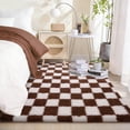 thumbnail image 2 of ZENELESS Checkered Fluffy Area Rugs for Living Room,4x6 Soft Plush Carpet for Bedroom Bedside Kids Teen Dorm Nursery Home Decor,Creamy White and Coffee, 2 of 7