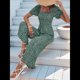 thumbnail image 5 of Mono de Verano 2025 para Mujer, Estilo Floral, Informal, Holgado, con Pierna y Corta. Verde S, 5 of 8