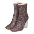 thumbnail image 4 of Cape Robbin FH75 Women Glitter Leatherette Chunky Lucite Heel Bootie, 4 of 6