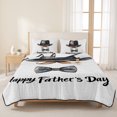 thumbnail image 3 of Twin XL Quilt Set 68''x98'', Happy Father's Day Lightweight Summer Bedspread Coverlet Set with 2 Pillow Shams, Bow Beard Funny Decor Breathable All Season Quilt Bedding for Dorm/Guest Room, 3 of 9