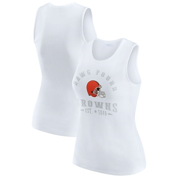 Women's WEAR by Erin Andrews  White Cleveland Browns Ribbed Graphic Tank Top