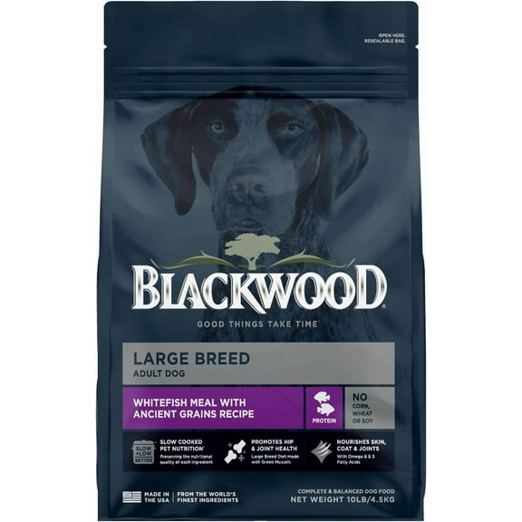 Blackwood Dry Dog Food Large Breed Whitefish Meal with Ancient Grains 10 lb.