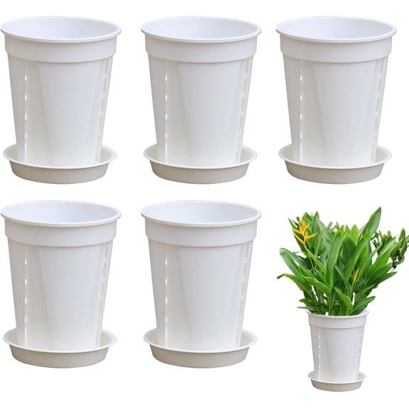 Plant Pot with Drainage and Tray Indoor Container for Sowing Cultivation Garden Balcony