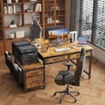 thumbnail image 4 of Computer Desk with Fabric File Drawers Cabinet, 57 Inch Home Office Desks with Filing Cabinet Printer Stand for Small Space, Study Writing Table PC Desks for Bedroom, Brown, 4 of 8