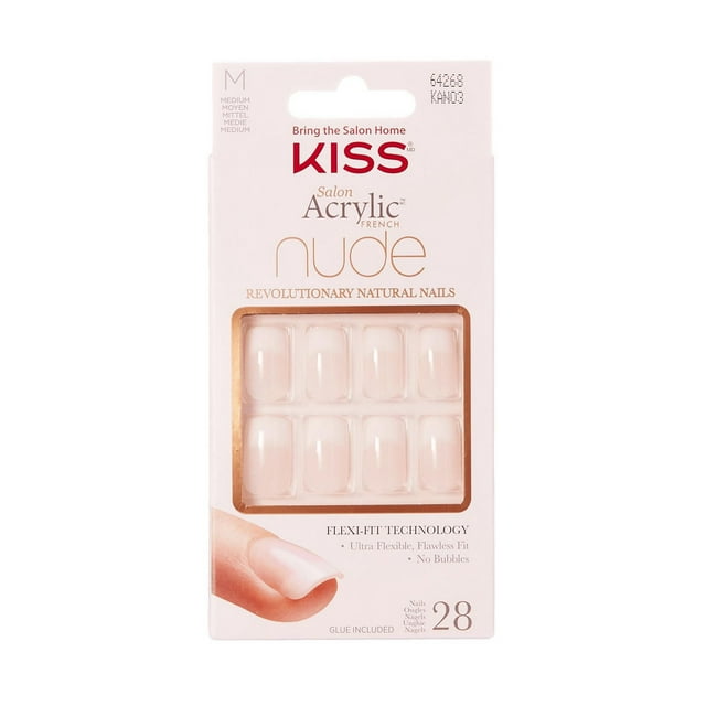 KISS Salon Acrylic - French Nude Breathtaking - Fake Nails, Short