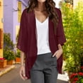 thumbnail image 2 of AOMPMSDX Cardigan For Womens Solid Elegant Puff Sleeve Chiffon Cardigan Loose Cover Up Casual Blouse Tops XXXXXL, 2 of 4