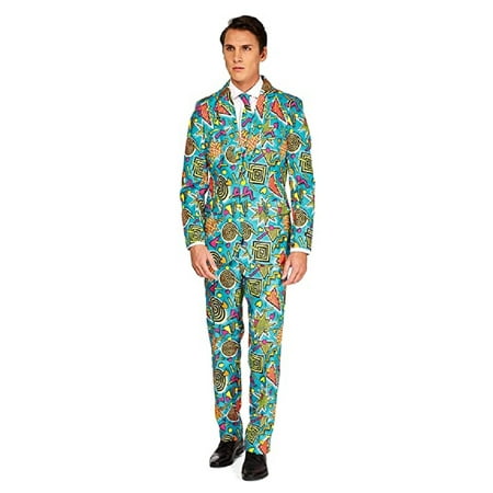 Suitmeister 1990s Retro Blue Business Suit & Tie Adult Costume Prom MD ...