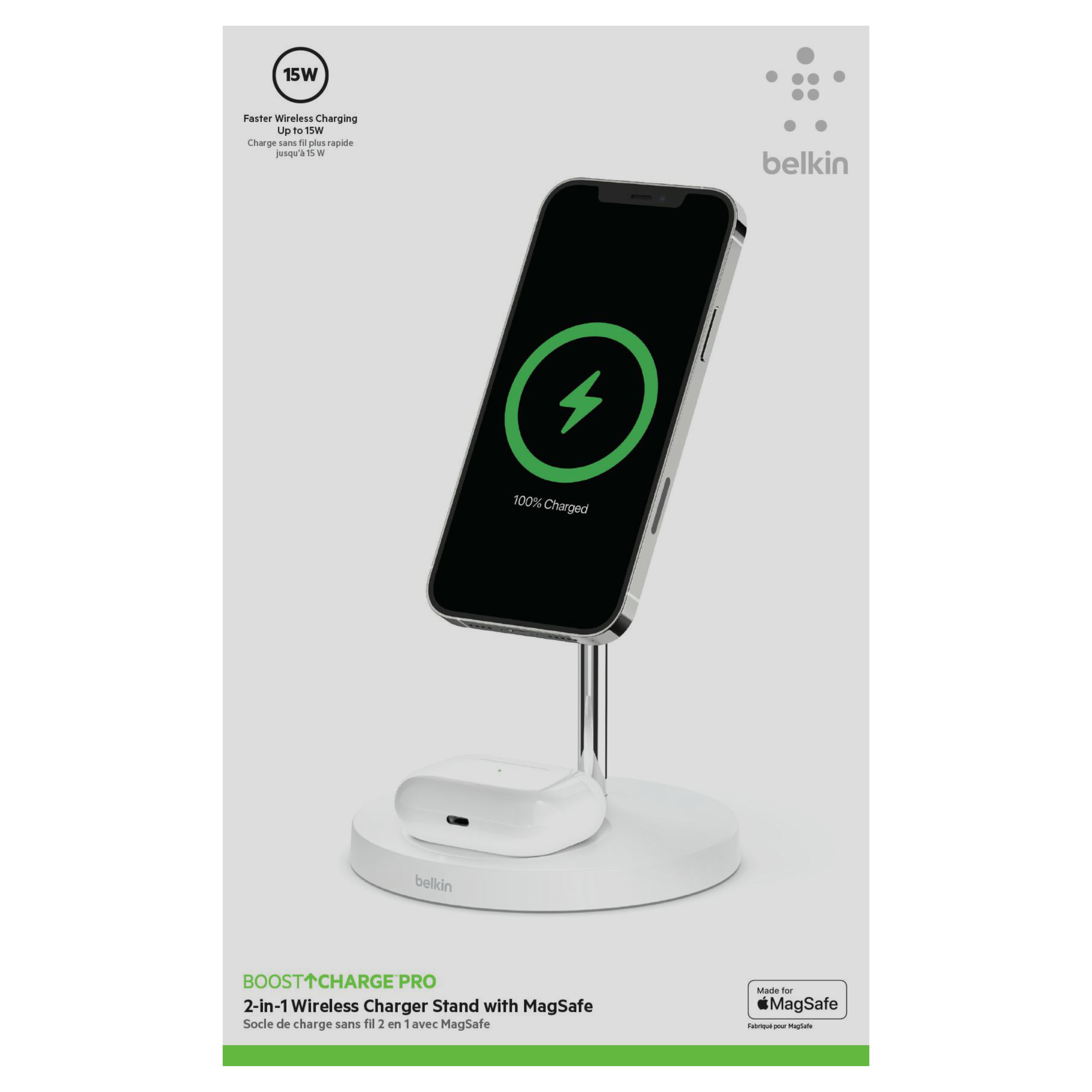 Belkin MagSafe 2-in-1 Wireless Charging Stand - Fast Charging for