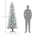 thumbnail image 3 of HOMCOM 7ft Flocked Pencil Artificial Christmas Tree with Steel Base, Green, 3 of 10