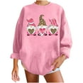 thumbnail image 2 of EQWLJWE Women Crewneck Long Sleeve Oversized Gnomes Graphic Fall Sweatshirts Plaid Leopard Love Heart Printed Tops, 2 of 5