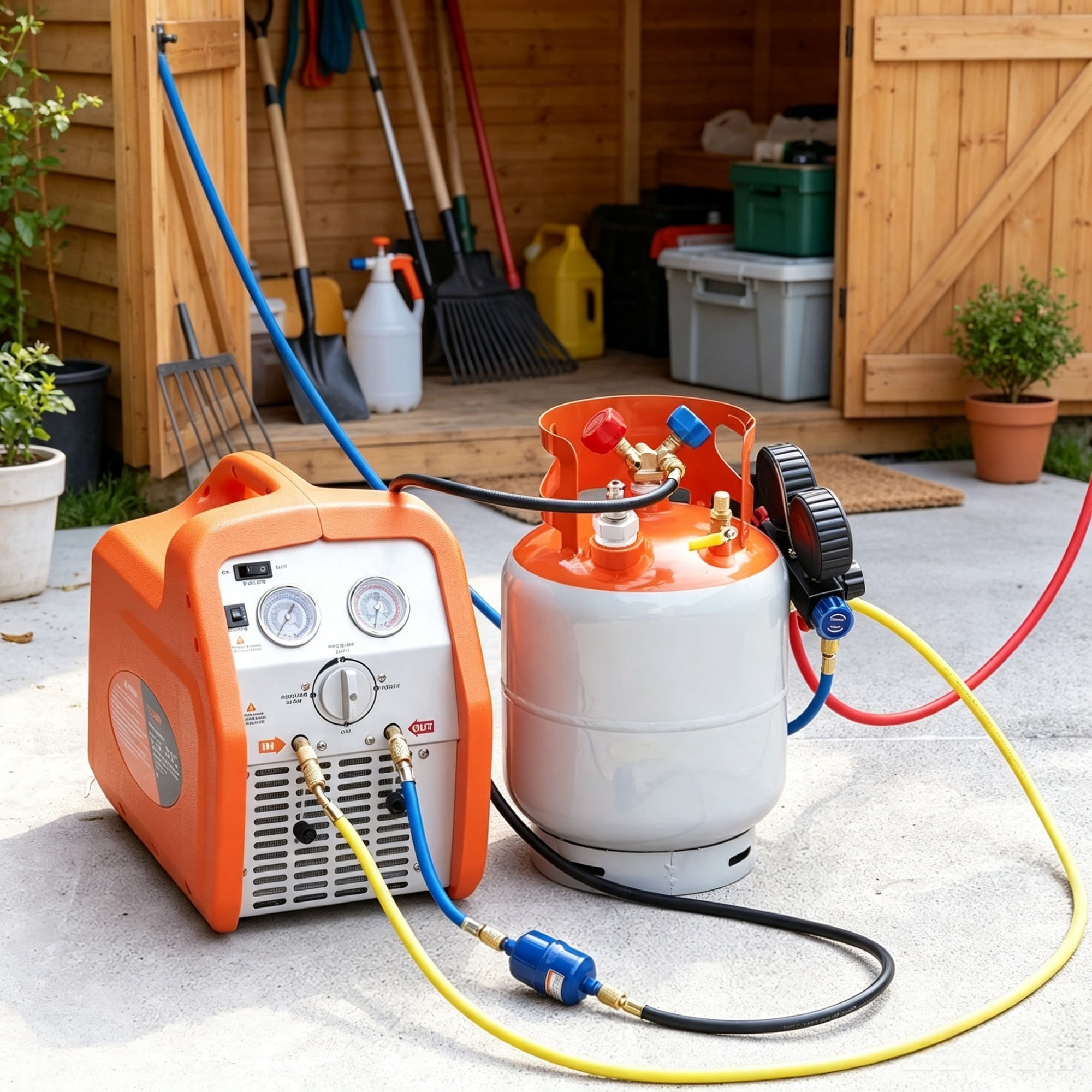 30 lb. Refrigerant Recovery Tank with Float Switch & ¼ to ½ Adaptor (Only Refrigerant Recovery Tank)