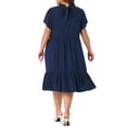 thumbnail image 4 of DARING DIVA Plus Size Tie Back Boat Neck Midi Length Dress 4X Navy Blue, 4 of 6