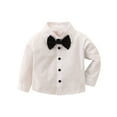 thumbnail image 6 of Lmnyox Toddler Boys 3 Piece Outfit Long Sleeve Button Formal Shirts and Suspender Pants Set with Bow Tie, 6 of 7