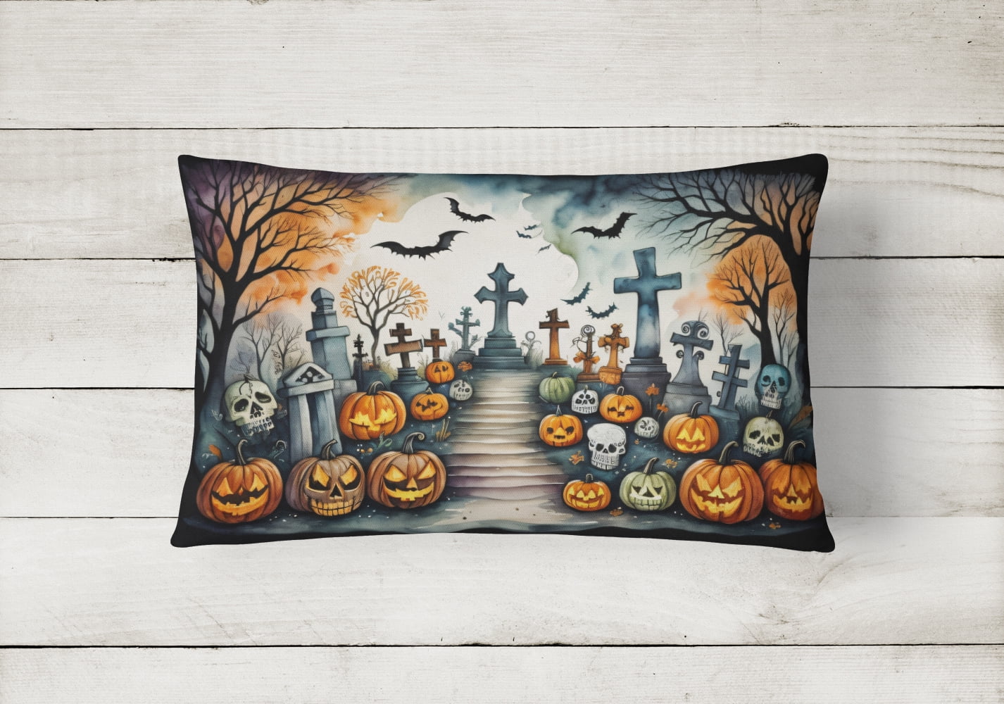Carolines Treasures DAC2237PW1216 16 x 12 in. Unisex Day of the Dead Spooky Halloween Fabric Decorative Pillow