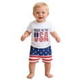 thumbnail image 2 of CUZIBR Boys Summer Outfits Independence Day Stripes Five-Pointed Stars U.S.A. Letter Print Short Sleeved Round Neck Shirt Elastic Waist Shorts 2 Piece Sweatsuit Trendy Clothes,White,6-12 Months, 2 of 6