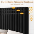 thumbnail image 4 of Twin Bed Frame with Adjustable Headboard, Velvet Upholstered Platform Twin Size Bed Frame, Vertical Channel Tufted, Strong Wooden Slats, No Box Spring Needed, Easy Assembly, Black, 4 of 7