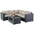 thumbnail image 3 of Costway 4 PCS 6 Seat Patio Garden Sofa Set Rattan Wicker Furniture Cushion, 3 of 10