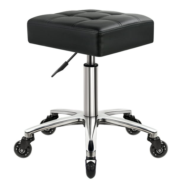 WKWKER Square Heavy Duty Rolling Stool with Wheels Hydraulic Swivel