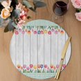 thumbnail image 3 of Spring Tulip Round 15 Inch Placemats Set of 4, Botanical Flowers Wooden Plank Green Check HeatResistant Non Slip Place Mats for Dining Table, Wipeable Braided Kitchen Table Mats for Housewarming, 3 of 9