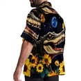 thumbnail image 3 of Crocodile Starry Sky Sunflower Men's Short Sleeve Shirts, Casual, Printed, Button Down Short, Summer Beach Shirts, Unisex, 3 of 6