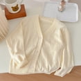 thumbnail image 7 of Lovskoo Girl'S Spring And Fall Long Sleeve Drop Shoulder Solid Color V Neck Knit Cut Out Button Up Cardigan Sweater Khaki, 7 of 7