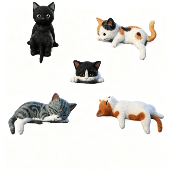BESTSKY 5Pcs Mini Cat Cat Figurines