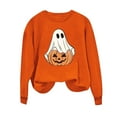 thumbnail image 5 of Tops for Women Halloween Printed Round Neck Long Sleeved Sweatshirts,Womens Sweatshirts Orange, 5 of 5
