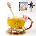 thumbnail image 1 of Taza de té con forma de flor AISVELDY, de cristal transparente con cuchara, caja de regalo, 1 of 8