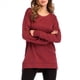 thumbnail image 2 of Sudadera de Mujer de Color Liso con Cuello Redondo, Larga y Abertura Frontal Corta y Trasera Larga Vino Tinto XL, 2 of 8