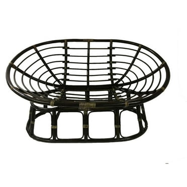 Maykoosh Rattan Double Solid Back, Sturdy Papasan Chair Frame Only, 35"D X 65"W X 45"H