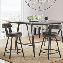 Weston Home Reinhold Round Swivel 24" Counter Stool, Brown (Set of 2)