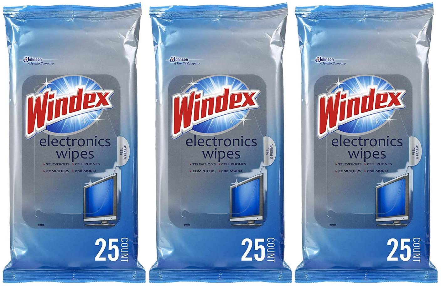 Windex Electronics Screen Wipes for Computers, Phones, Televisions and More, 25 count Pack of
