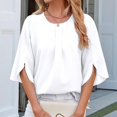 thumbnail image 5 of Women'S Casual Chiffon Blouse Tops 1/2 Ruffled Sleeve Crew Neck Loose Fit Blouses Shirts White L, 5 of 8
