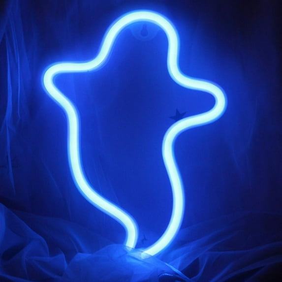 MarinaVida Neon Sign Ghost Lamp Battery Operated Neon Lights for Halloween,Christmas,New Years,Party