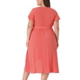 thumbnail image 4 of DARING DIVA Plus Size Boho V Neck Short Sleeve High Low Midi Dress 2X Orange Pink, 4 of 6