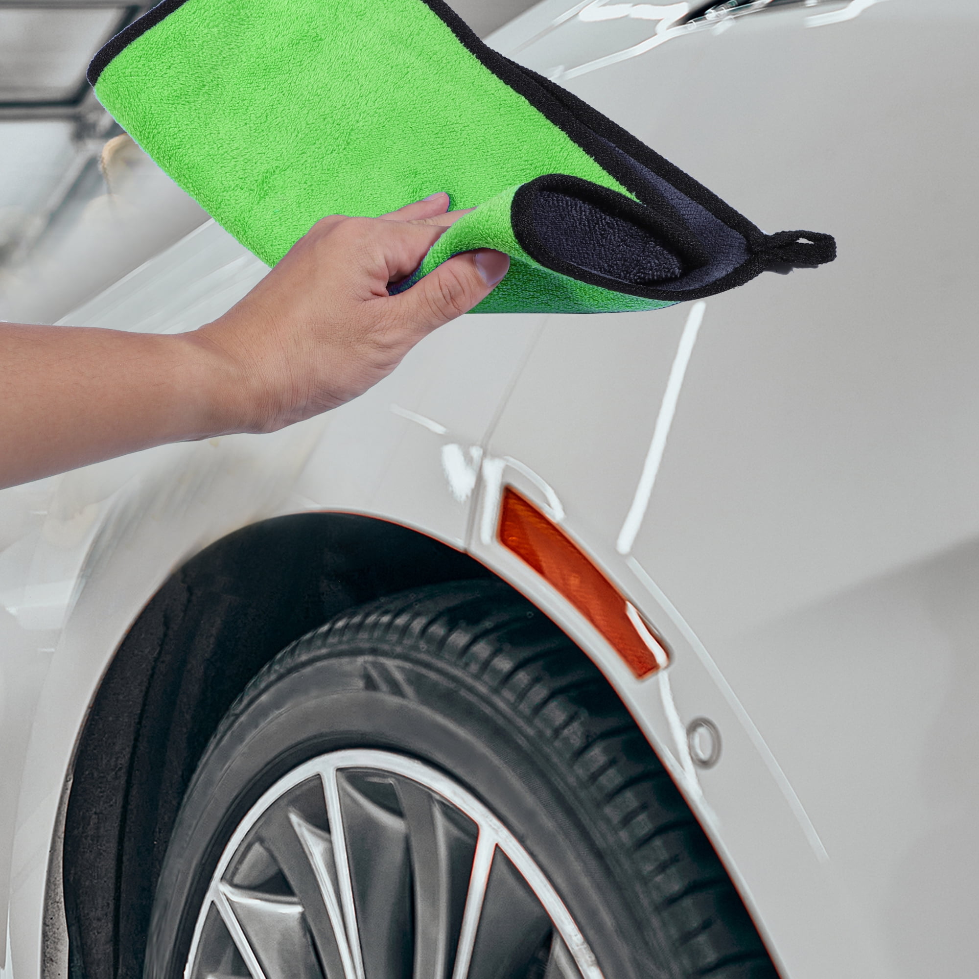Unique Bargains 6pcs Microfibre Car Drying Towel 30x30cm Highly Absorbent Cloth Gray Green