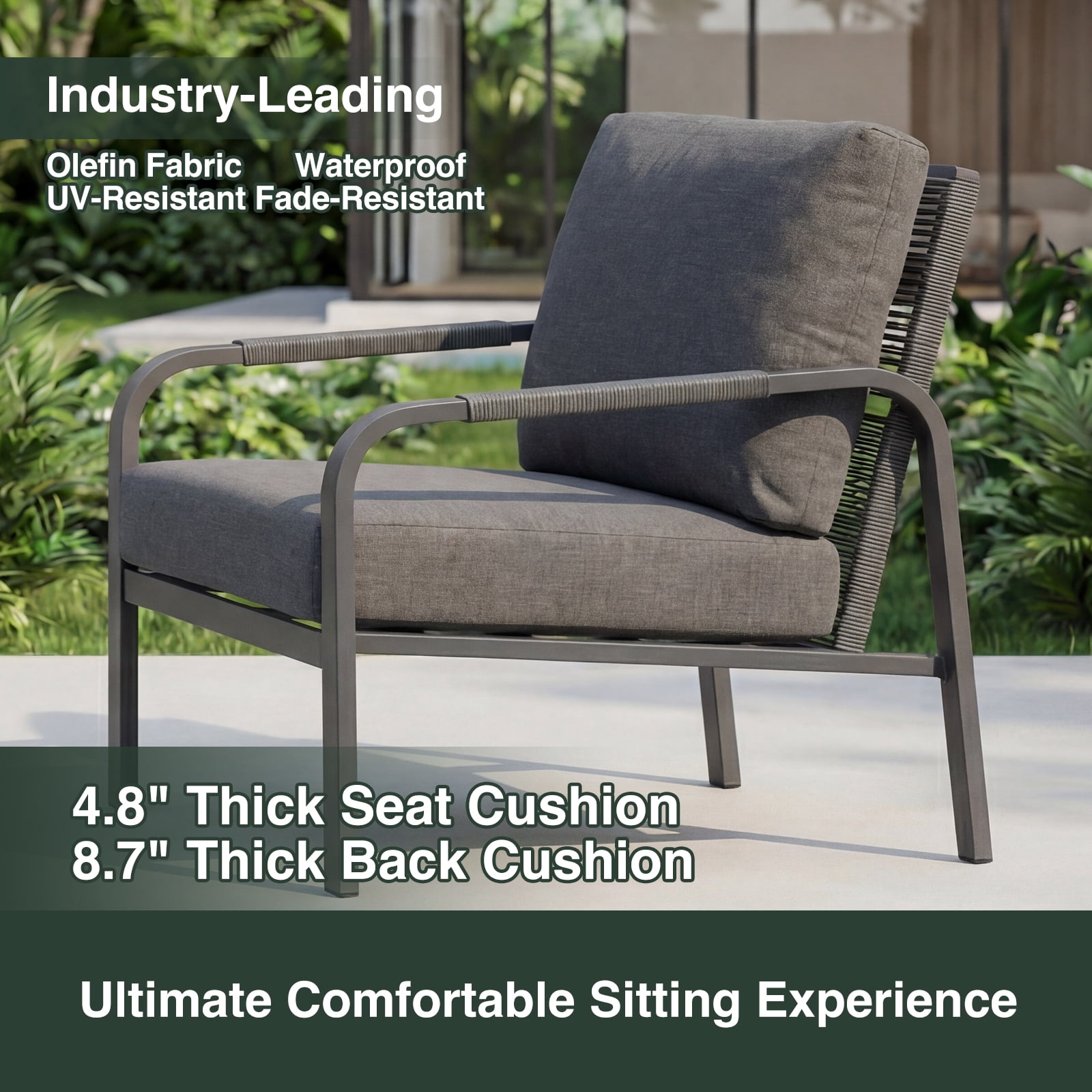 CozyJoy Aluminum Outdoor Corner Sofa Set with Coffee Table – Rattan Backrest Patio Lounge Furniture for Courtyard and Balcony ,Grey