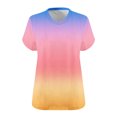 thumbnail image 4 of Plus Size V Neck T Shirts Women Gradient Print Short Sleeve Tops Casual Summer Tshirts Loose Fit Tee, 4 of 5