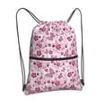 thumbnail image 2 of Wukai Flower Butterfly Waterproof Drawstring Backpack with Zipper Pocket,Large Foldable Gym Bag for Women and Men, Perfect for Sports, Yoga, and Travel, 2 of 8