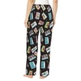 thumbnail image 3 of Naloa Colorful Retro Tape Print Women’s Ultra-Soft Comfy Pajama Lounge Pants with Pockets & Drawstring, 3 of 8