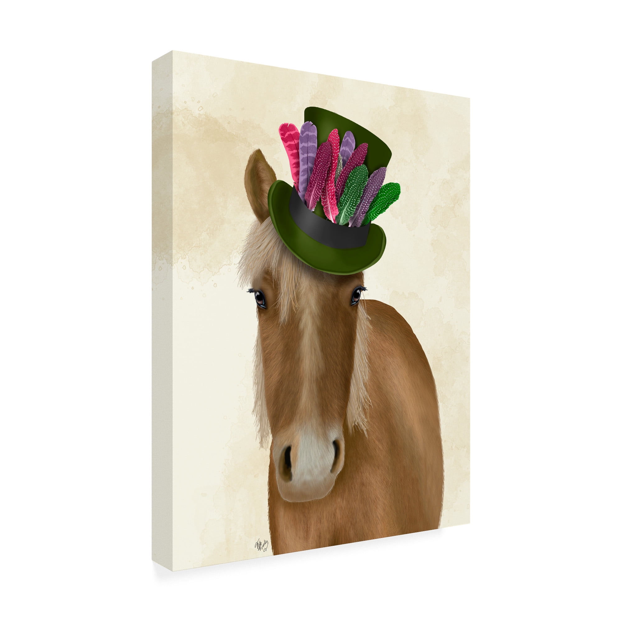Trademark Fine Art 'Horse with Feather Hat' Canvas Art by Fab Funky