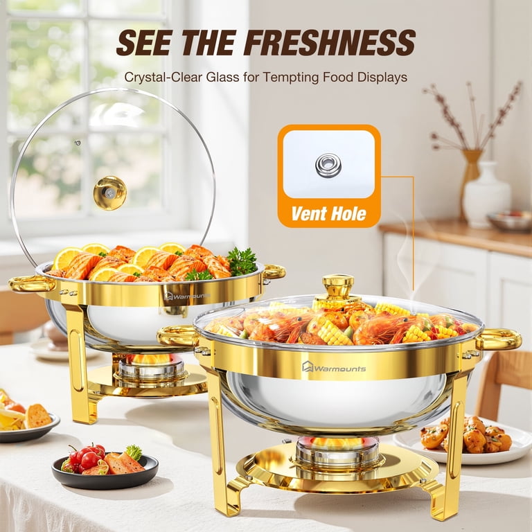 Warmounts Gold Stainless Steel Chafing Dishes, 2-Pack photo 5