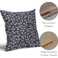 thumbnail image 2 of Navy Blue Beige Daisy Floral Pillow Covers 18X18 Inch Vintage Flowers Decorative Pillow Cases Set of 2 Block Print Cotton Linen Throw Pillows Farmhouse Decor For Sofa Couch Porch Bed Cushion Outdoor, 2 of 6