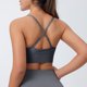 thumbnail image 4 of Sujetador deportivo largo con cuello en V para mujer - Tirantes finos ajustables - Top de yoga y fitness con copas acolchadas - Ropa deportiva de nailon y spandex, 4 of 7