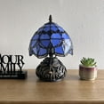 thumbnail image 6 of Tiffany Mini Table Lamp Blue Stained Glass Baroque Style Lavender Included LED Bulb Dragonfly Base for Living Room Dining Room Bedroom Bedside 12"H*8"W, 6 of 8